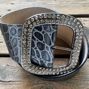 Leatherock‎ with Swarovski Crystal Croc Embossed Leather Belt 36 M-L